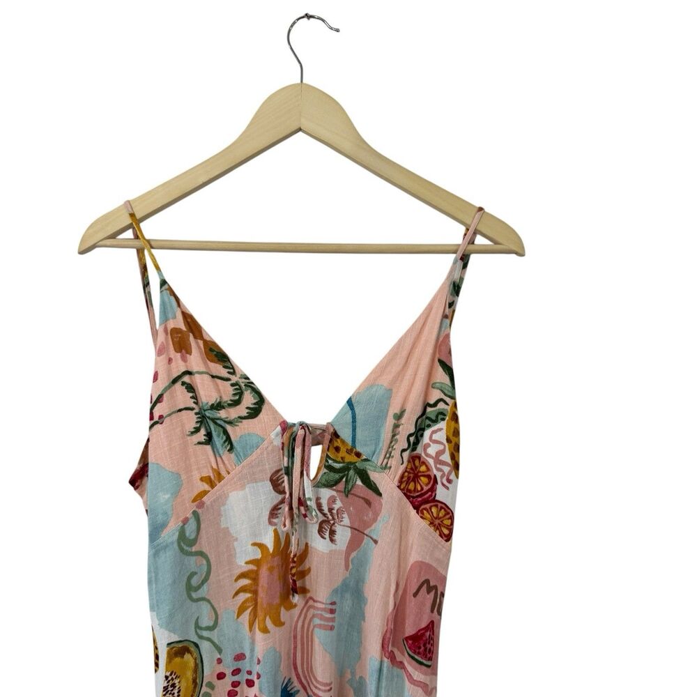 Anthropologie Paper Heart Large Fryit Fruit Maxi Dress Linen Blend Womens READ - Picture 5 of 14